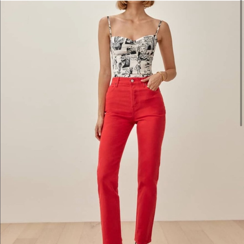 REFORMATION 26 Cynthia Garment Dye High Rise Straight Jeans NWT
